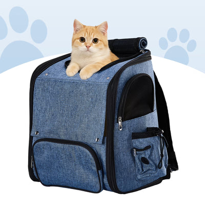 Ktaxon Cat Dog Backpack, Cat Carrier, Pet Carrier Backpack for Small Dogs, Pet Carrier with Shade, Blue