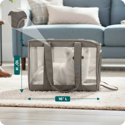 Furhaven Pet Products Medium Durable Mesh Soft-Sided Pet Tote Carrier, Gray, 16 Lb Limit