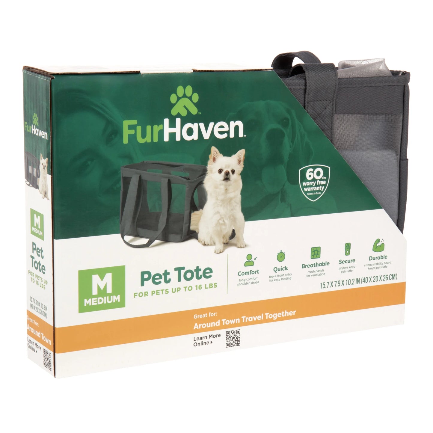 Furhaven Pet Products Medium Durable Mesh Soft-Sided Pet Tote Carrier, Gray, 16 Lb Limit