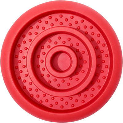 Interactive Slow Feeder Lick Mat for Dogs and Cats - Durable Natural Rubber Treat Toy for Stress Relief - Fun Enrichment Dish in Vibrant (Red)