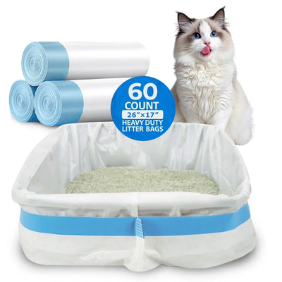 Ultimate Odor Control 26 X 17 Inch Durable Drawstring Litter Box Liner Bags, 60 Count