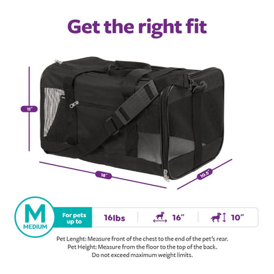 Trustypup Easy Explorer Medium Guaranteed On-Board Travel Pet Carrier, Black, 16 Lb Limit