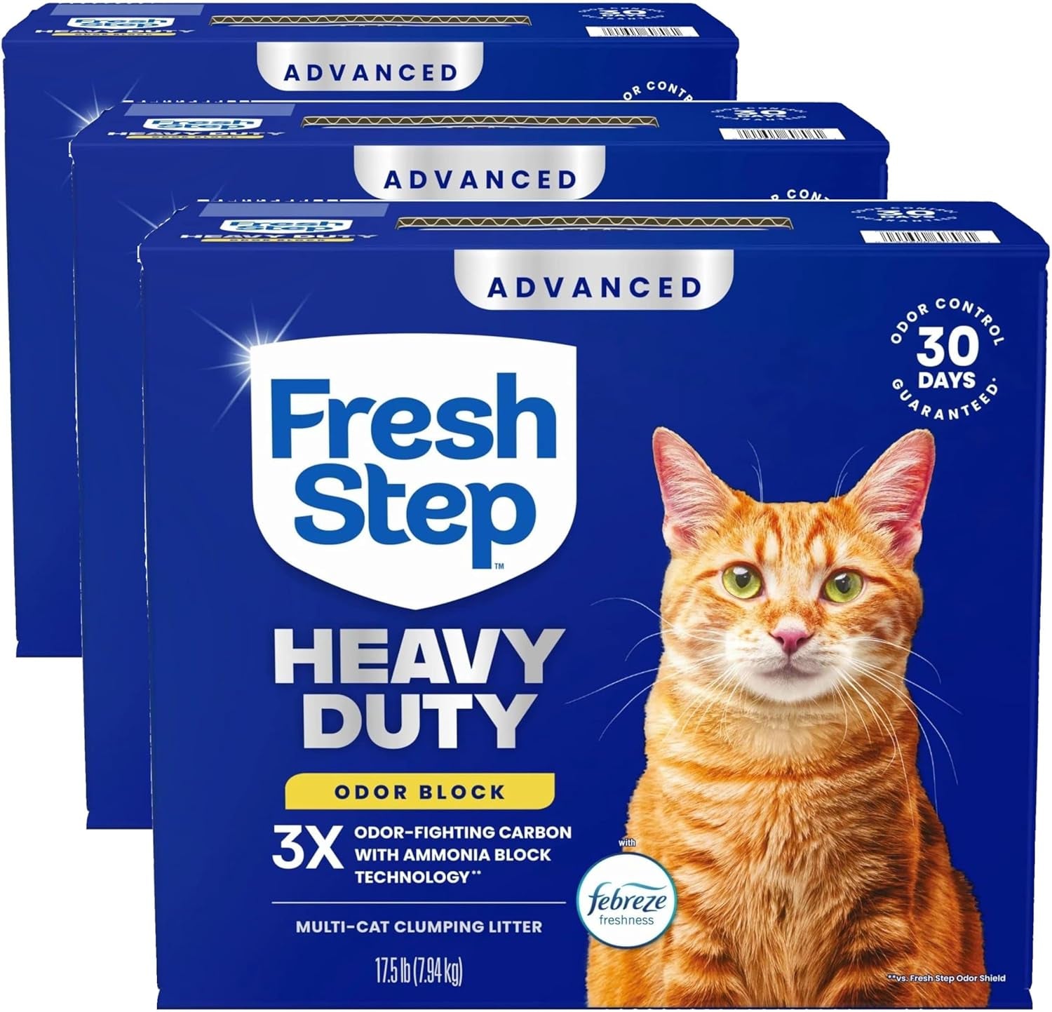 Fresh Step Heavy Duty Odor Block Advanced Multi Cat Clumping Litter with Febreze, 17.5 Lb (Package May Vary)