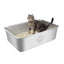 Ptlom Cat Litter Box with High Sides Large Stainless Steel Cat Litter Pan 23.6" X 15.7" X 7.9"