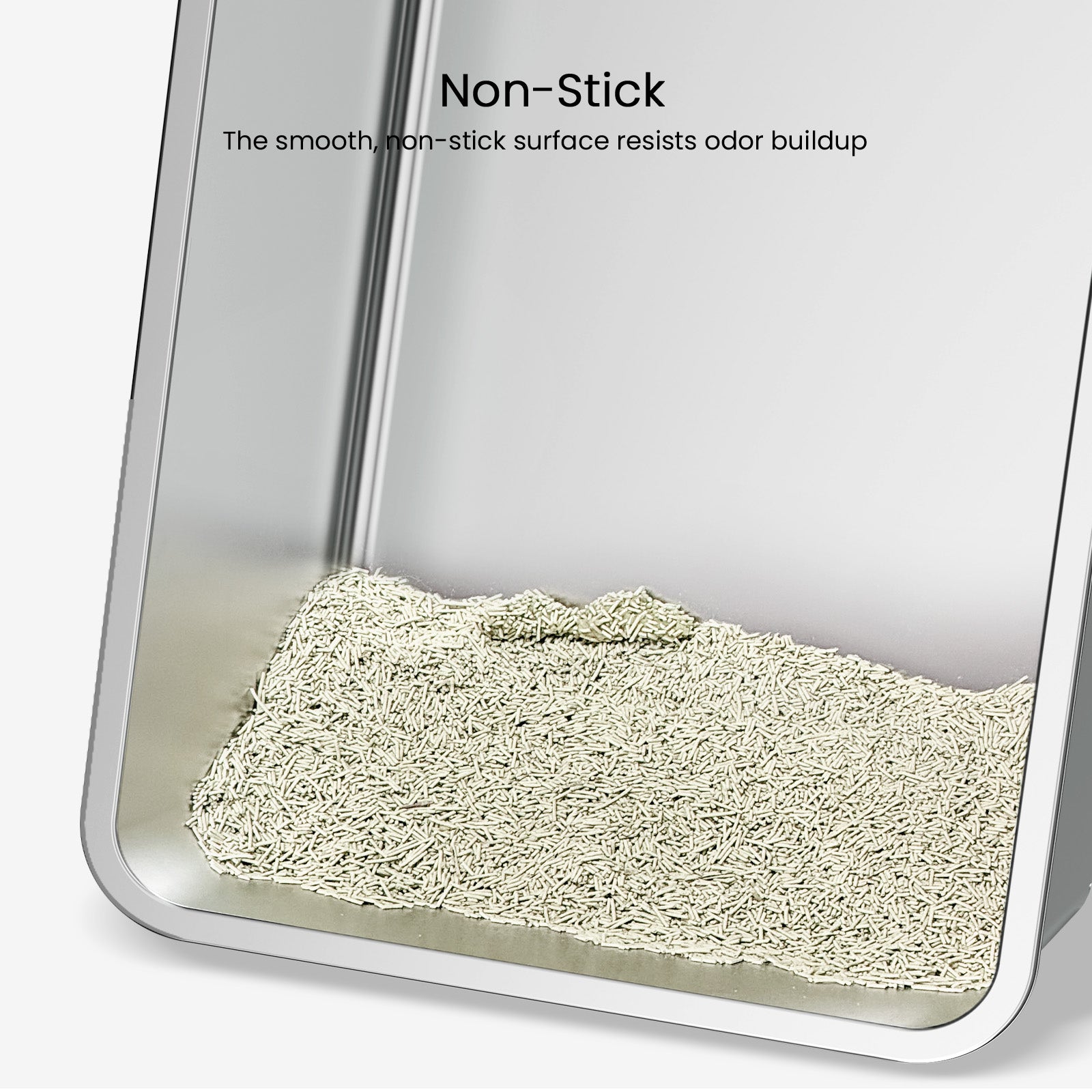 Ptlom Cat Litter Box with High Sides Large Stainless Steel Cat Litter Pan 23.6" X 15.7" X 7.9"