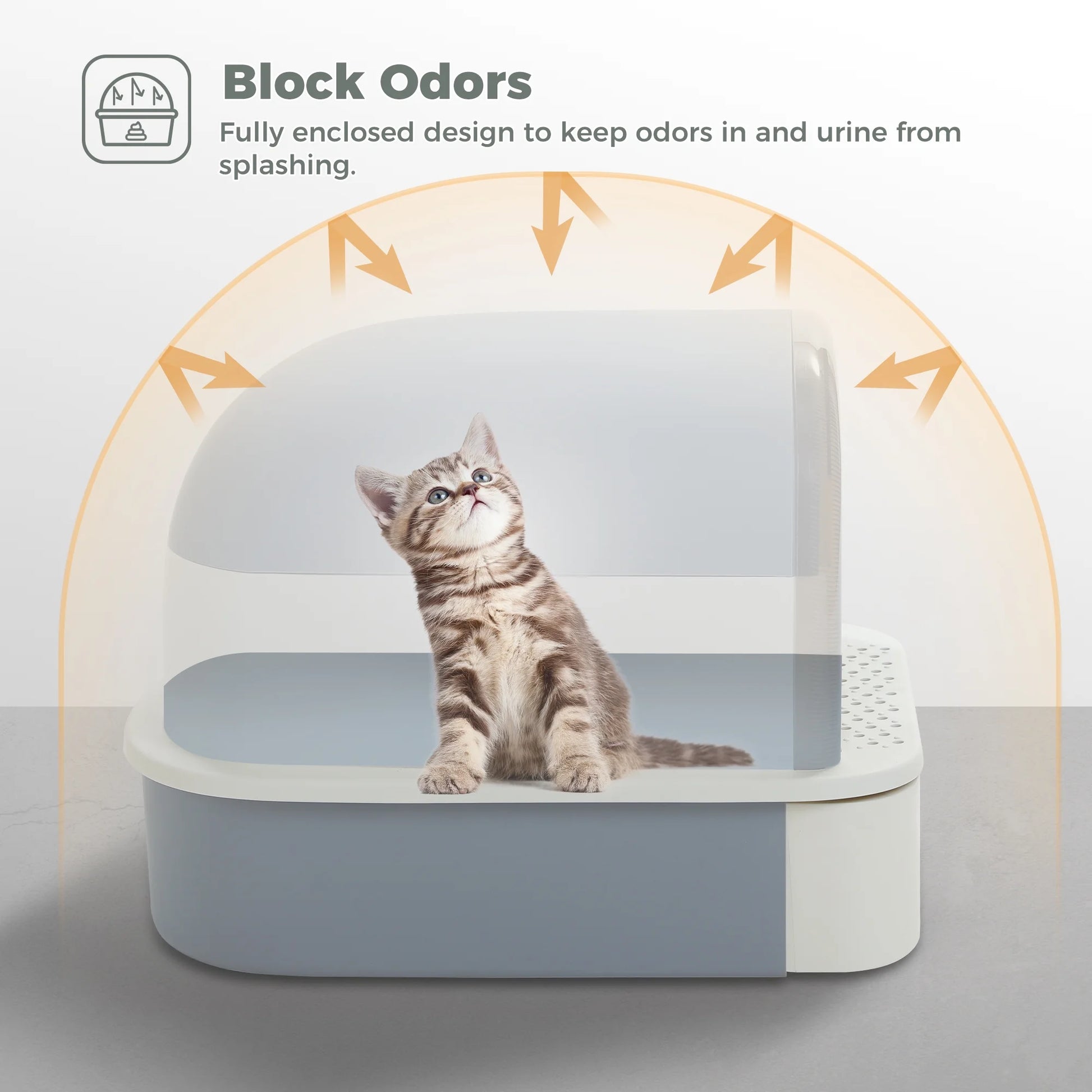 PAWZ Road Large Cat Litter Box with Scoop Litter Box with Lid Double-Layer Leak-Proof Litter Box for Cat, Gray