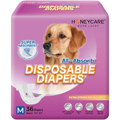 Honey Care A30 Super Absorbent Disposable Female Dog Diapers - Medium Size, 36 Count