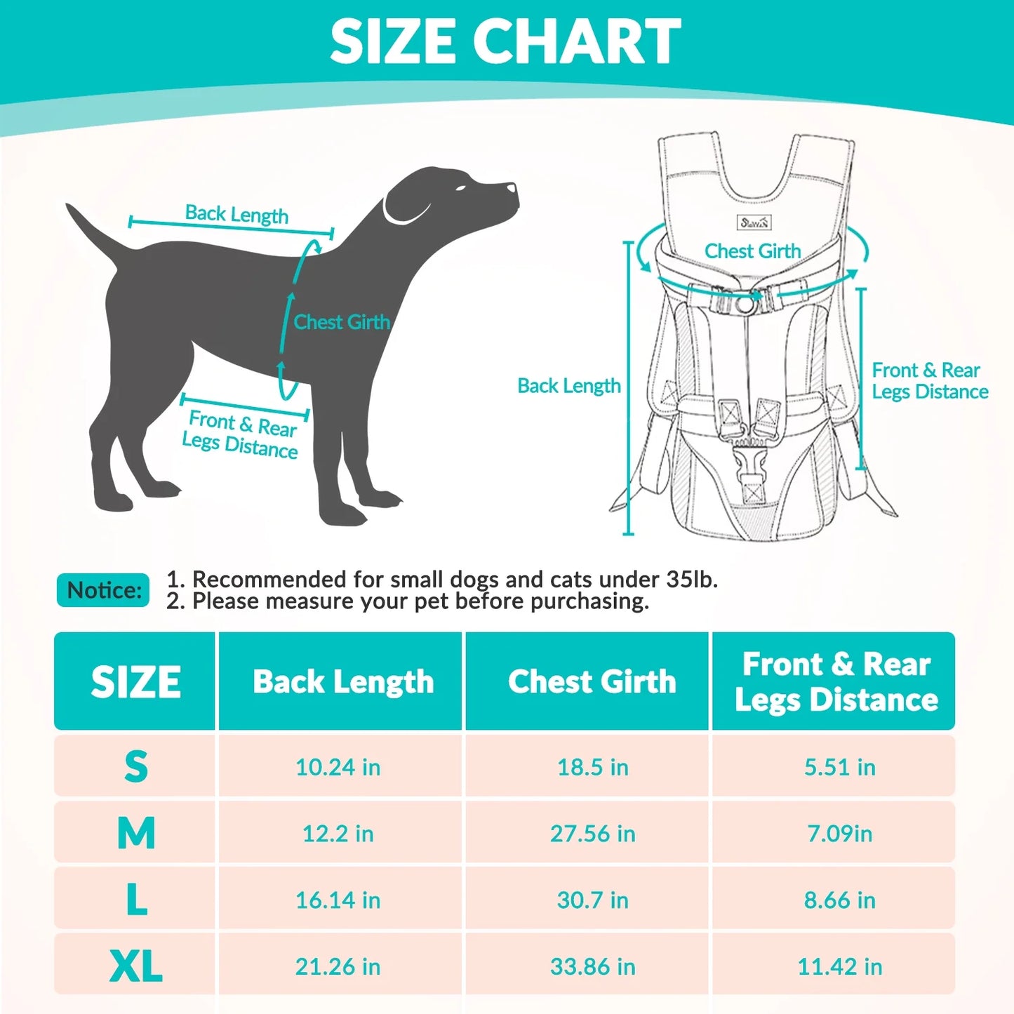 AUTOWT Pet Carrier Backpack - Breathable & Adjustable Design for Small Medium Dogs, Suitable for Outdoors