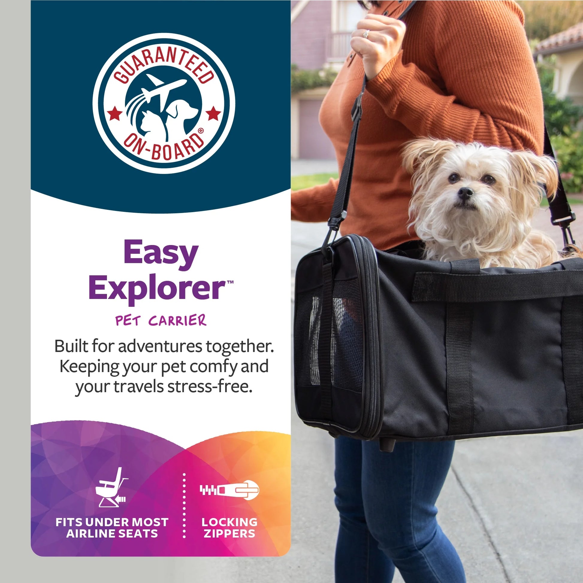 Trustypup Easy Explorer Medium Guaranteed On-Board Travel Pet Carrier, Black, 16 Lb Limit
