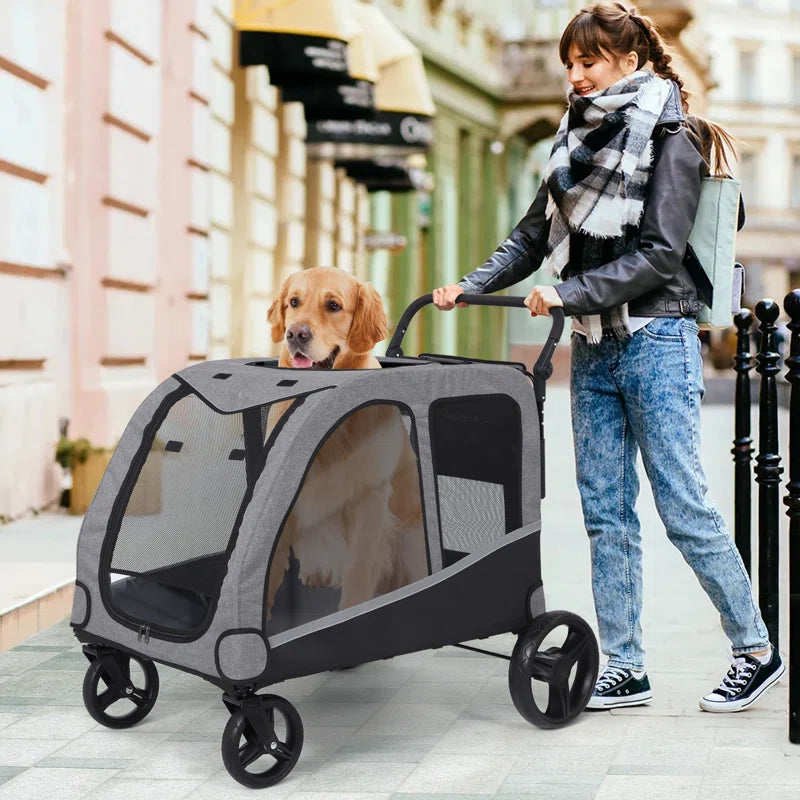 Stroller for Large Dogs, Extra Large Pet Stroller for Medium 2 Dogs, Dog Wagon, Dog Carriage, Foldable Design, Adjustable Handle