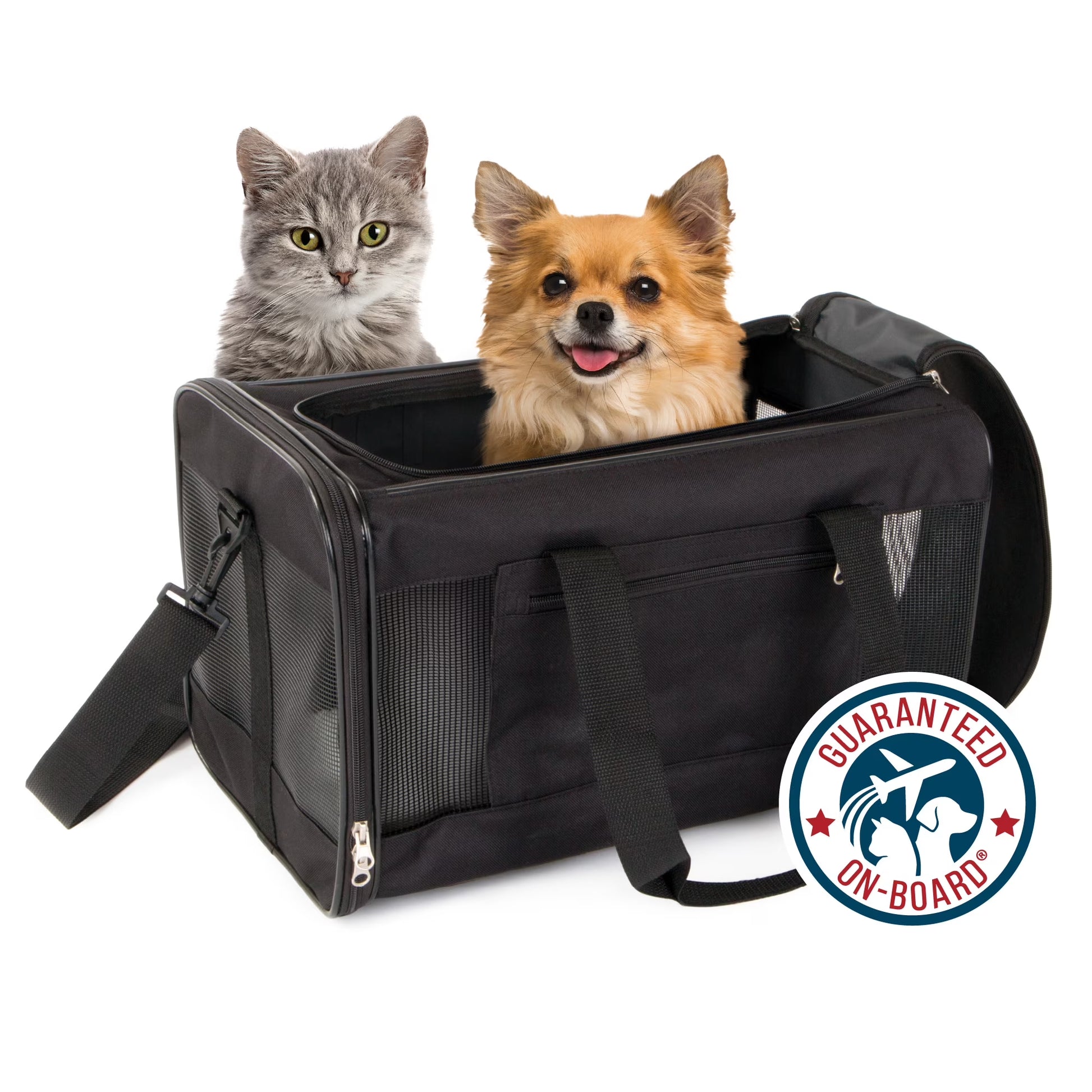 Trustypup Easy Explorer Medium Guaranteed On-Board Travel Pet Carrier, Black, 16 Lb Limit