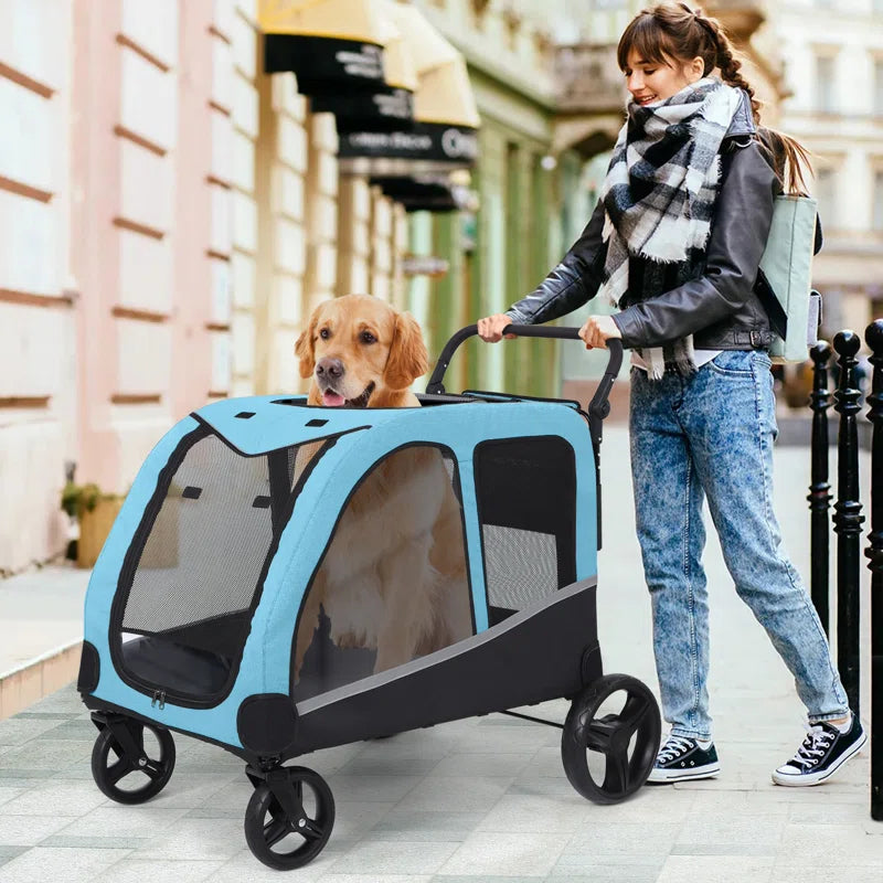 Stroller for Large Dogs, Extra Large Pet Stroller for Medium 2 Dogs, Dog Wagon, Dog Carriage, Foldable Design, Adjustable Handle