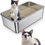 Stainless Steel Cat Litter Box, Bug Hull High Sided Metal Pan, Odor Control, Easy to Clean, 23.4" X 15.6" X 6"