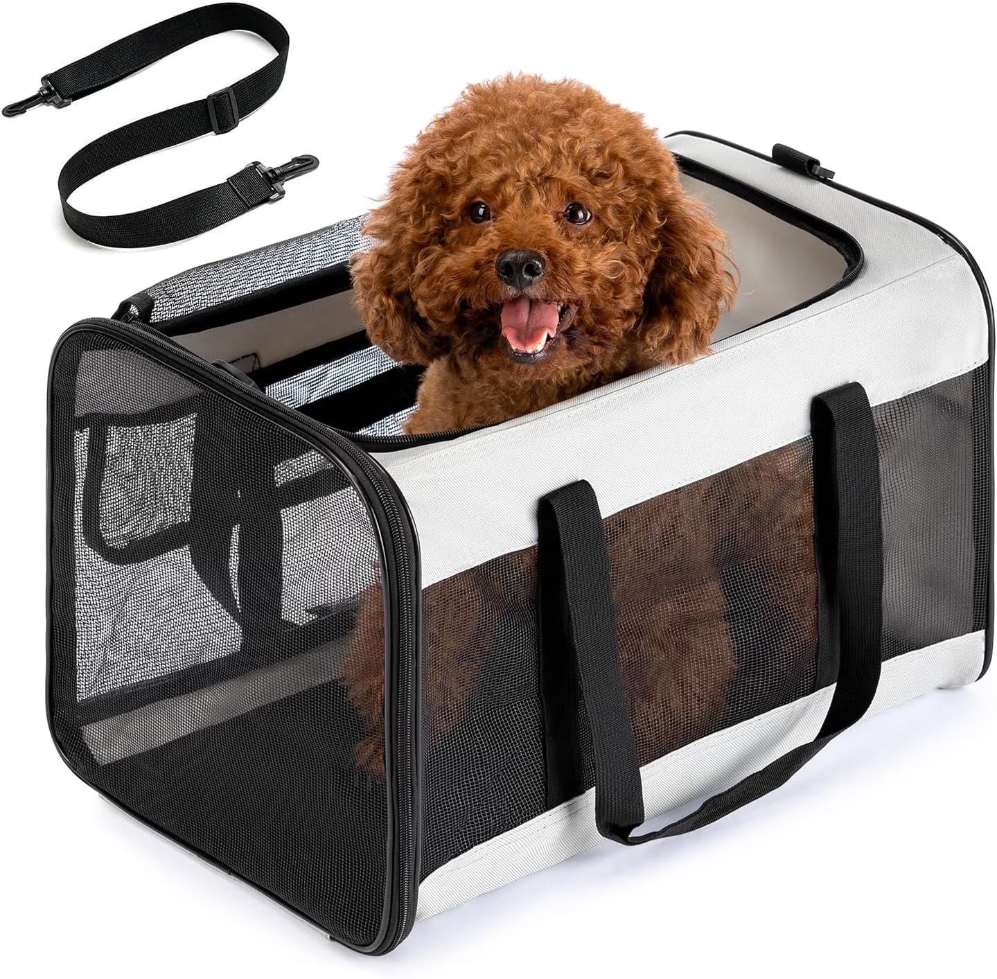 Conlun Cat Carrier,Soft-Sided Cat Carriers with 4-Sided Mesh,Airline Approved Pet Transport Carrier,Collapsible Cat Travel Carrier-Black