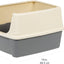 Amazon Basics Large Cat Litter Box with High Sides, Open Top, Includes Scoop, 19 X 15 X 11.75 Inches, Grey/Beige