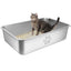 Ptlom Cat Litter Box with High Sides Large Stainless Steel Cat Litter Pan 23.6" X 15.7" X 7.9"