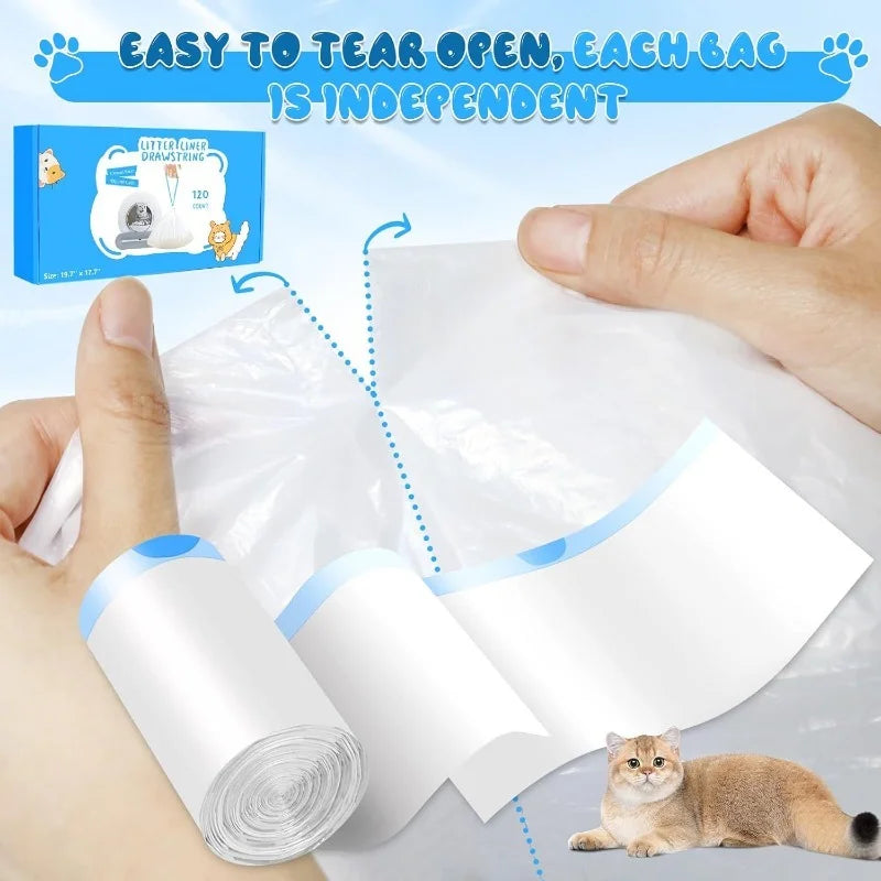 Cat Litter Bags for Automatic Litter Box Extra-Thick Cat Litter Box Liners for Meowant/Catlink/Tonepie Toilette