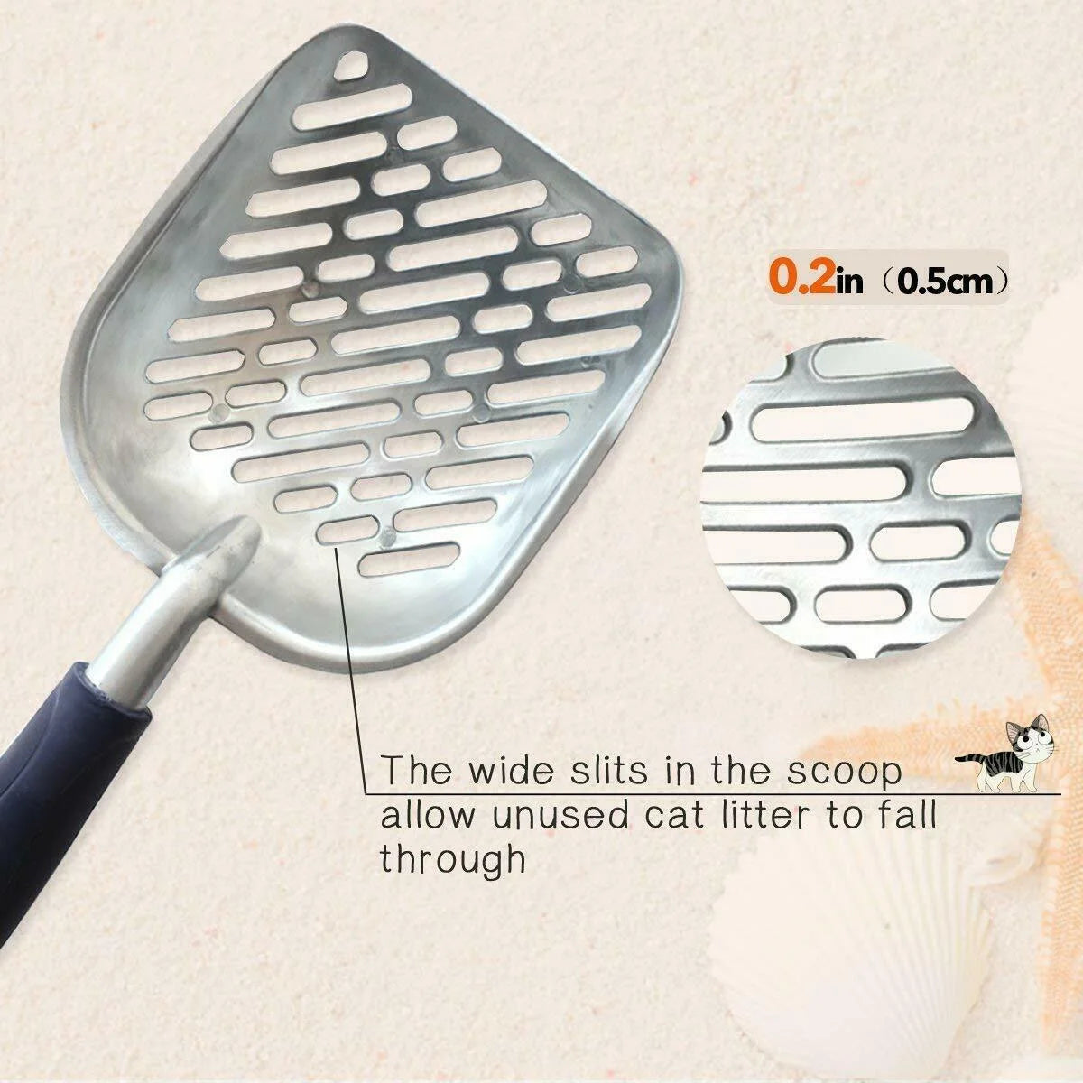 Strong Cat Litter Scoop with Reinforced Comfort Handle Metal Poop Sifter Pet Shovel Sifting
