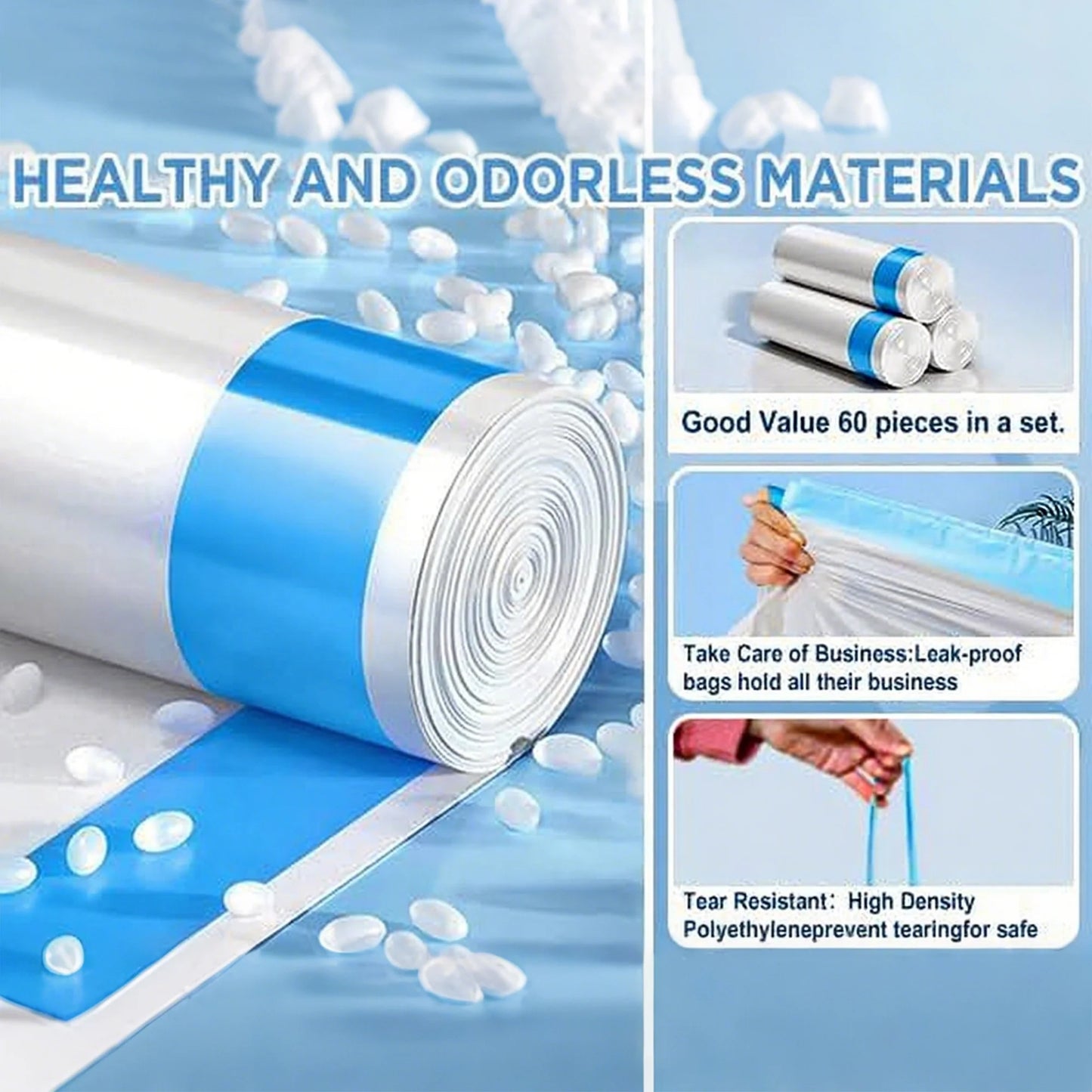 Ultimate Odor Control 26 X 17 Inch Durable Drawstring Litter Box Liner Bags, 60 Count