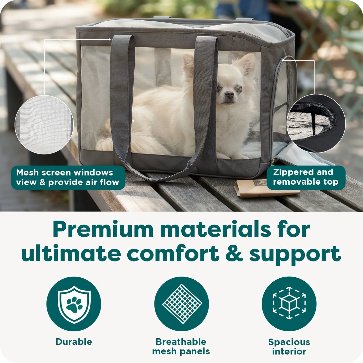 Furhaven Pet Products Medium Durable Mesh Soft-Sided Pet Tote Carrier, Gray, 16 Lb Limit