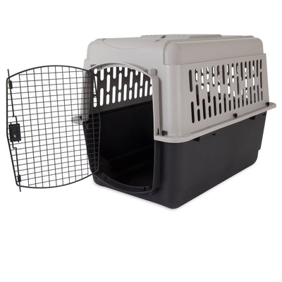Vibrant Life Pet Portable Kennel for Dogs, Hard-Sided Travel Carrier, Durable, Metal Door, Black & Grey, for Pets 70-90 Lbs, 40" L X 27" W X 30" H