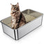Stainless Steel Cat Litter Box, Bug Hull High Sided Metal Pan, Odor Control, Easy to Clean, 23.4" X 15.6" X 6"