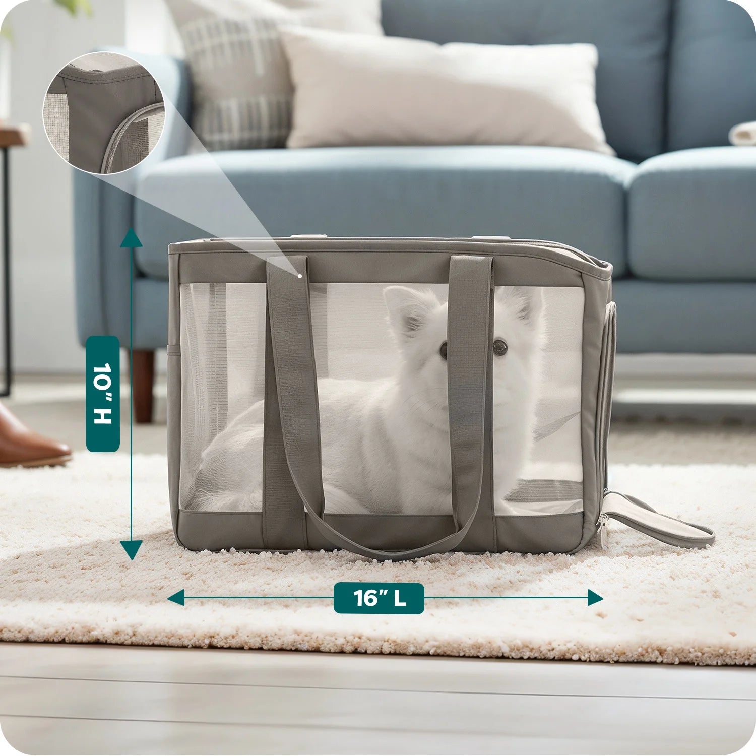 Furhaven Pet Products Medium Durable Mesh Soft-Sided Pet Tote Carrier, Gray, 16 Lb Limit