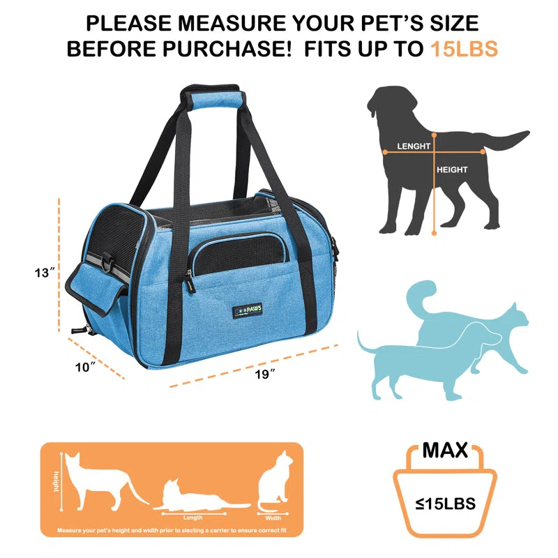 Soft-Sided Collapsible Pet Carrier for Small Dogs,Cats,Puppy Airline Approved