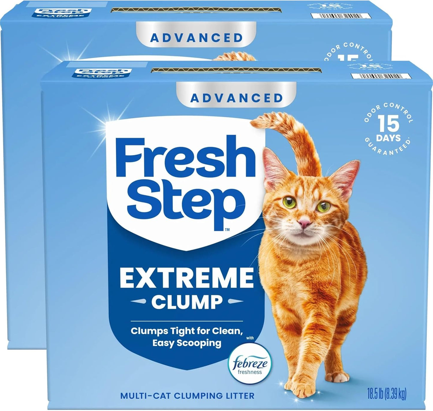 Fresh Step Heavy Duty Odor Block Advanced Multi Cat Clumping Litter with Febreze, 17.5 Lb (Package May Vary)