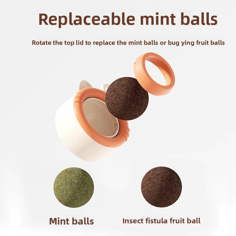 Pet Toy Cat Snacks Catnip Balls Licking Fun Cat Toys Teeth Grinding 360-Degree Rotation Promote Digestion Cat Grass Snack Toys