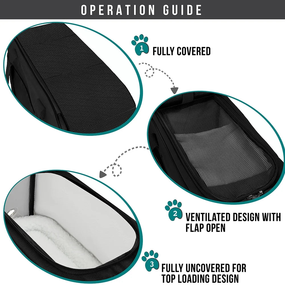 Petami Dog Purse Carrier for Small Dogs, Airline Approved Soft Sided Pet Carrier with Pockets, Ventilated Dog Carrying Bag Puppy Cat, Dog Travel Supplies Accessories Carry Tote Bag, Sherpa Bed, Black