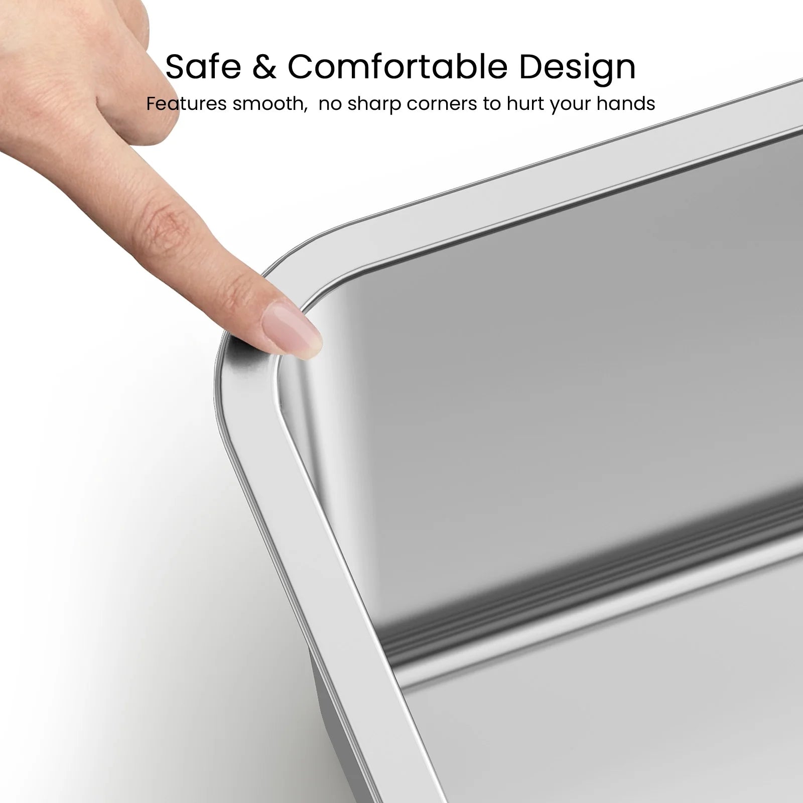 Ptlom Cat Litter Box with High Sides Large Stainless Steel Cat Litter Pan 23.6" X 15.7" X 7.9"