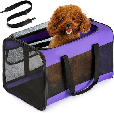Conlun Cat Carrier,Soft-Sided Cat Carriers with 4-Sided Mesh,Airline Approved Pet Transport Carrier,Collapsible Cat Travel Carrier-Black