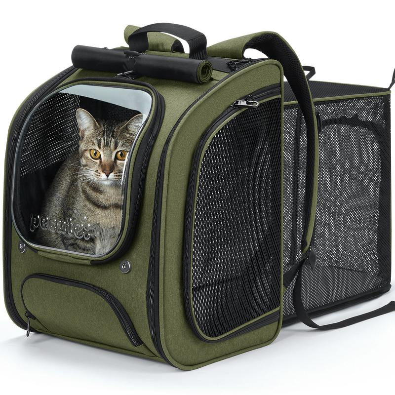 Pecute Cat Backpack Carrier Large Space Bubble Design for Travel Green Gray Khaki Ideal for Cat Lovers Animal Carrier