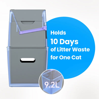 Neakasa Kitty Pooguard Litter Disposal System, 9.2L Odor-Control Trash Can with Wider Opening, Gray