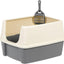 Amazon Basics Large Cat Litter Box with High Sides, Open Top, Includes Scoop, 19 X 15 X 11.75 Inches, Grey/Beige