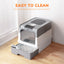 ATUPEN Enclosed Cat Litter Box with Lid, Large Litter Scoop High Wall Sides Enclosure(Grey)
