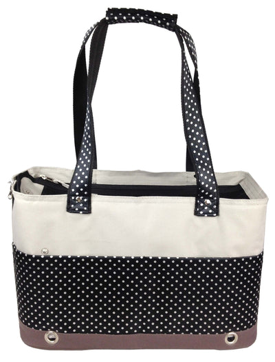 Pet Life ® 'Tote N' Boater' Trendy Spotted Designer Fashion Travel Pet Dog Carrier
