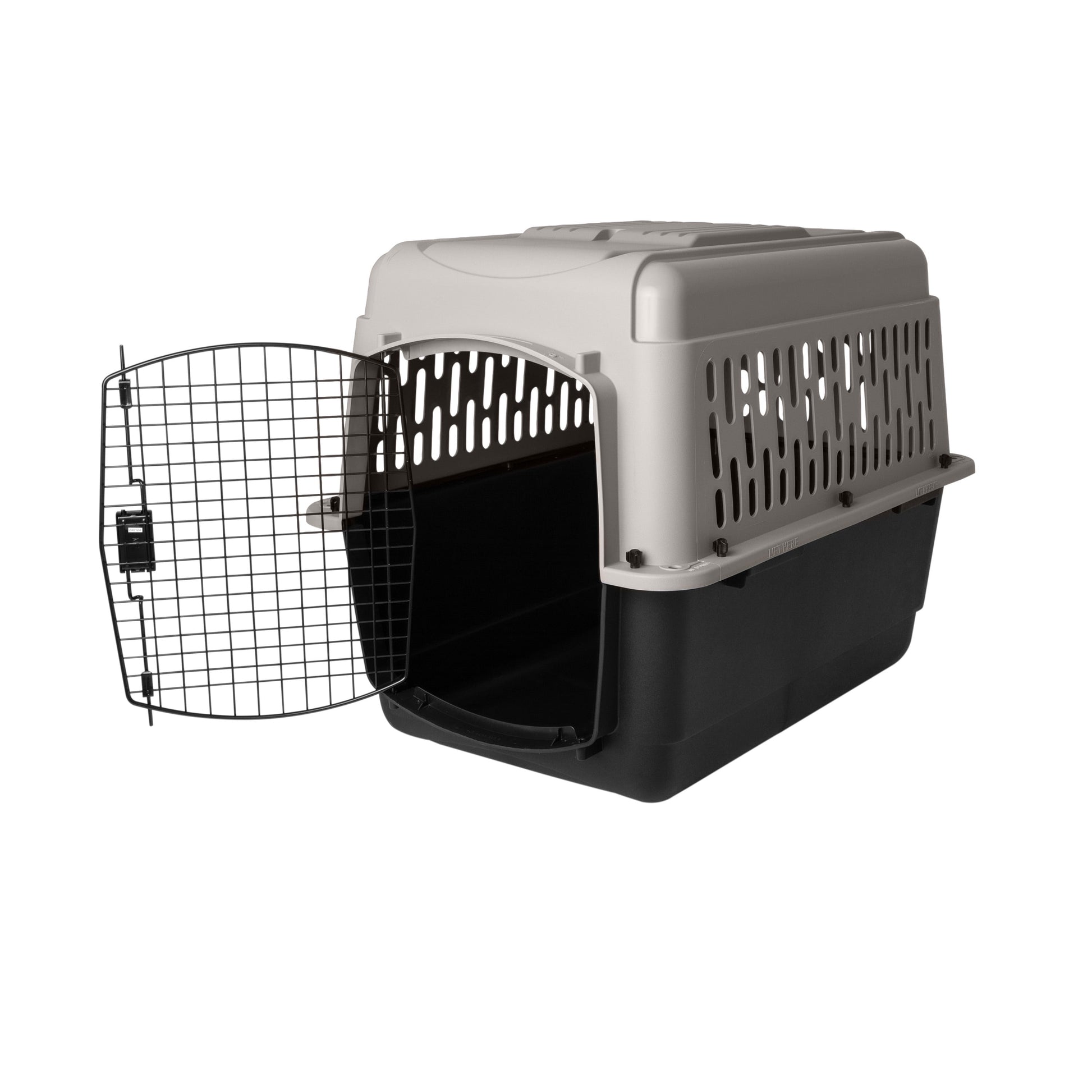 Vibrant Life Pet Portable Kennel for Dogs, Hard-Sided Travel Carrier, Durable, Metal Door, Black & Grey, for Pets 70-90 Lbs, 40" L X 27" W X 30" H