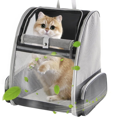 Large Cat Carrier Backpack, Pet Backpack Carrier for Small Dog up to 16 Pounds, Breathable Vented Design Backpack for Travelling and Hiking Outdoor, Airline Approved