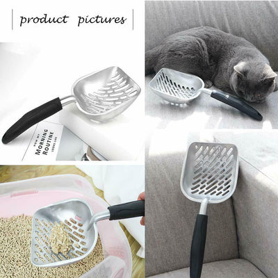 Strong Cat Litter Scoop with Reinforced Comfort Handle Metal Poop Sifter Pet Shovel Sifting