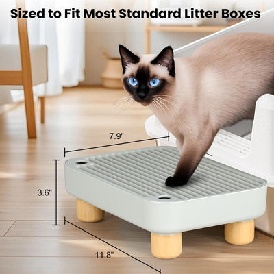 Cat Litter Box Ramp, Double Layered Self-Cleaning Cat Litter Box with Filter Function Trapper with Storage Filter Pedal Easy Clean Pedal Step Stool anti Litter Tracking Gray Tray