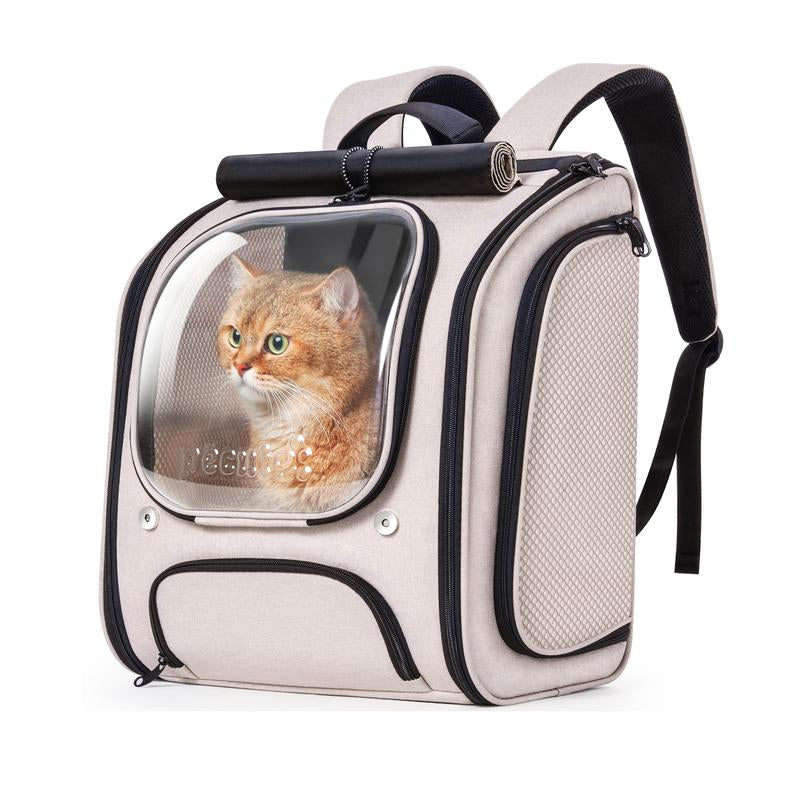 Pecute Cat Backpack Carrier Large Space Bubble Design for Travel Green Gray Khaki Ideal for Cat Lovers Animal Carrier