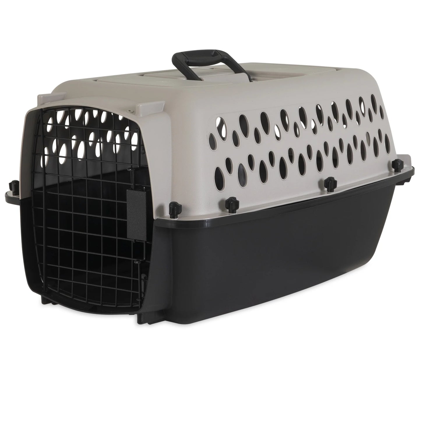 Vibrant Life Pet Portable Kennel for Dogs, Hard-Sided Travel Carrier, Durable, Metal Door, Black & Grey, for Pets 70-90 Lbs, 40" L X 27" W X 30" H