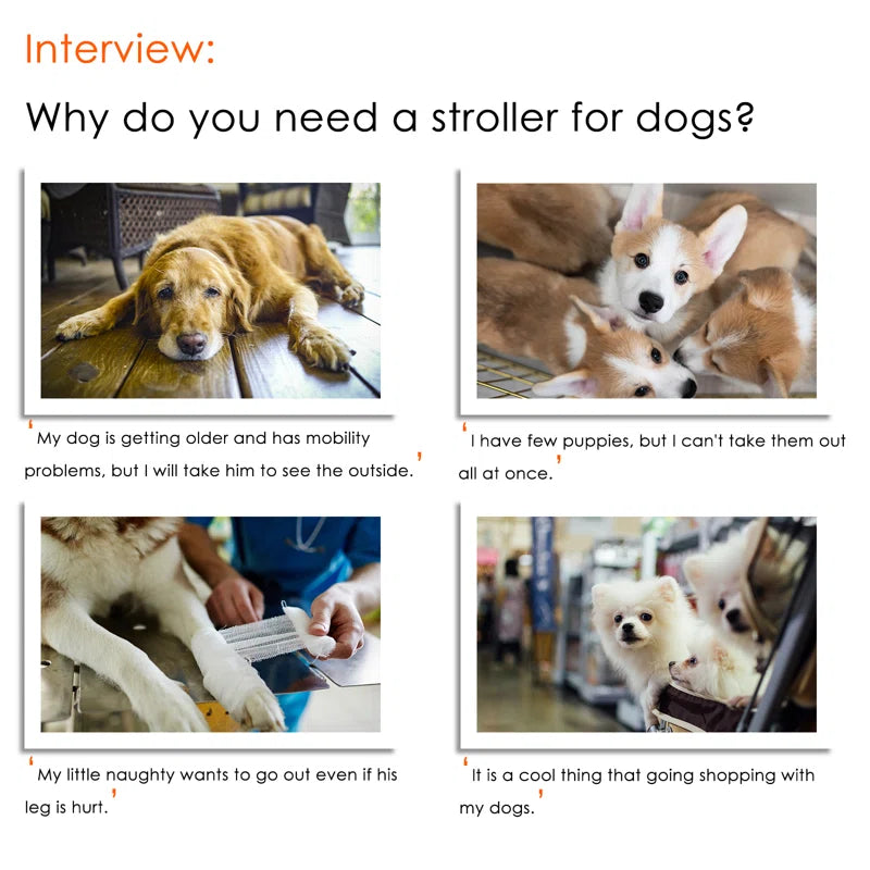 Stroller for Large Dogs, Extra Large Pet Stroller for Medium 2 Dogs, Dog Wagon, Dog Carriage, Foldable Design, Adjustable Handle