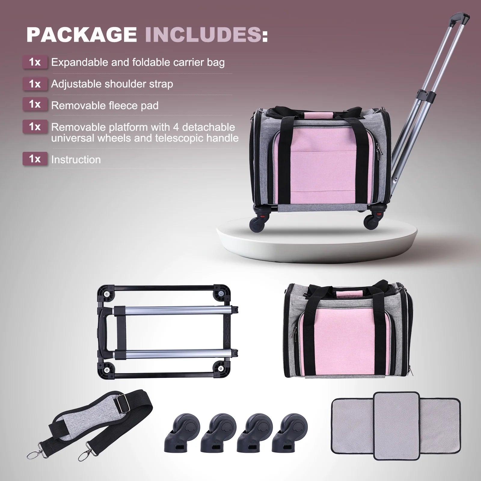 BEBANG Rolling Pet Carrier with Wheels, Foldable Airline Approved Dog Carriers for Small Dogs and Cats, Cat Carrier on Wheels, Pet Travel Carrier for Flight Camping Outdoor