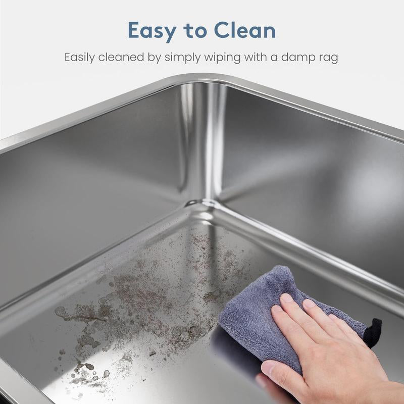 Wecharmer 39L Large Cat Litter Box with High Sides, Open Top, Includes Scoop, 23.6 X 15.8 X 12 Inches Clean