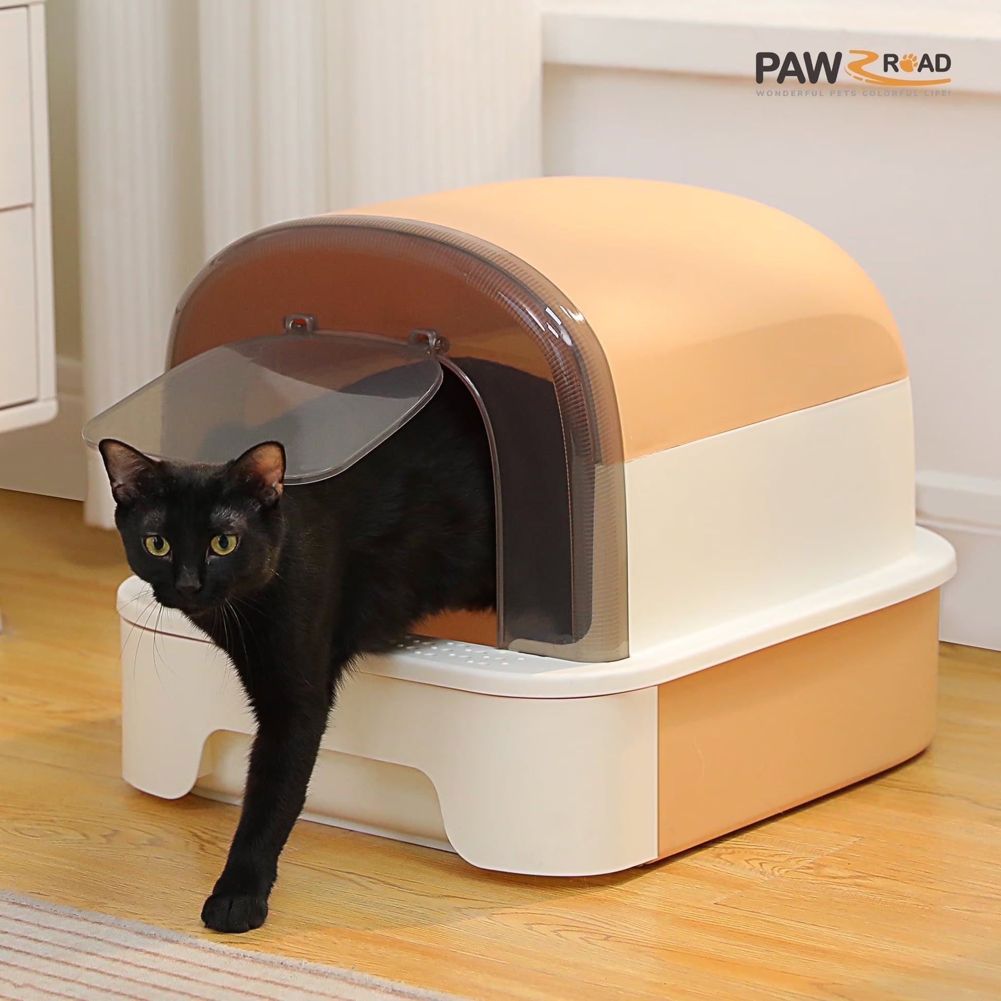 PAWZ Road Large Cat Litter Box with Scoop Litter Box with Lid Double-Layer Leak-Proof Litter Box for Cat, Gray