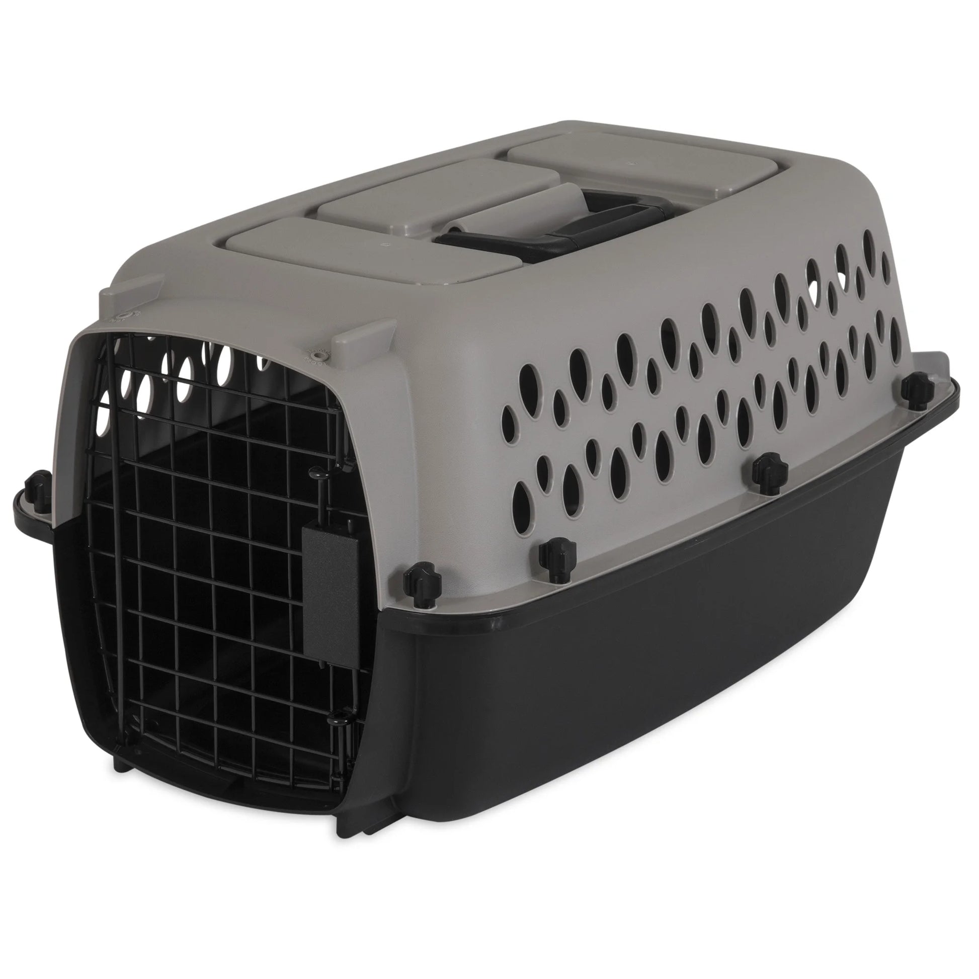 Vibrant Life Pet Portable Kennel for Dogs, Hard-Sided Travel Carrier, Durable, Metal Door, Black & Grey, for Pets 70-90 Lbs, 40" L X 27" W X 30" H