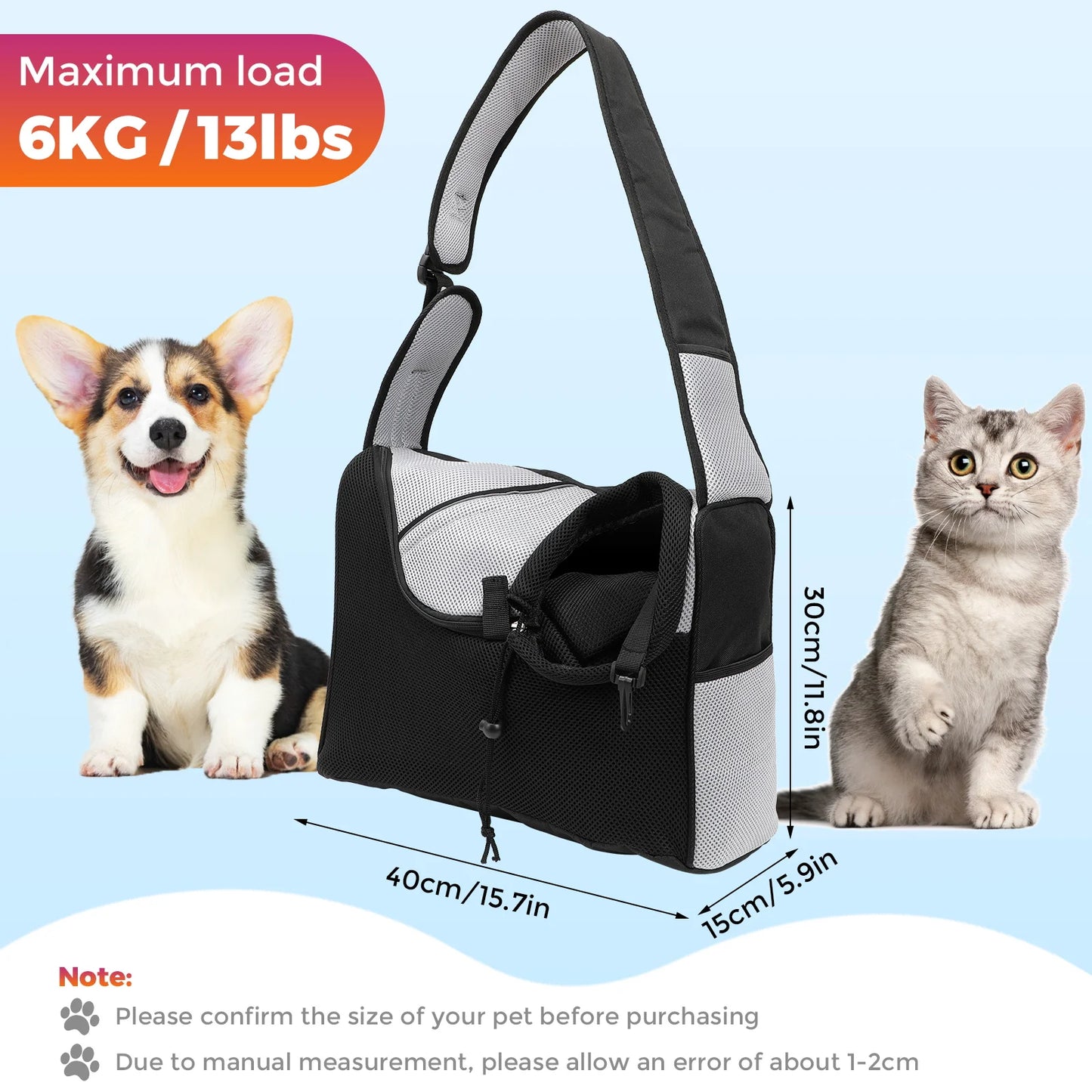 BEBANG Dog Sling Carrier, Hand Free Dog Bag with Adjustable Strap, Breathable Mesh Bag for Small Dog Cat